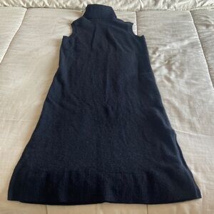 “Pure Navy” Sleeveless Black Cashmete Turtleneck Sweater Dress